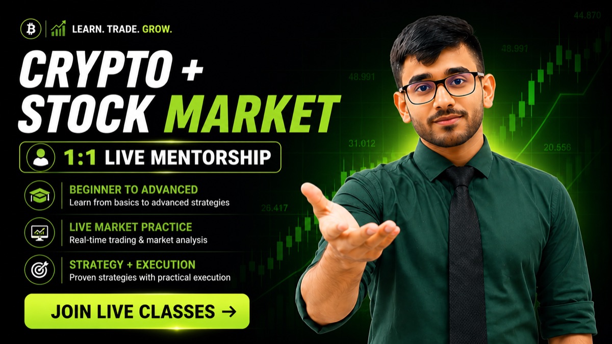 Crypto + Stock Market Combo — 1 to 1 Classes